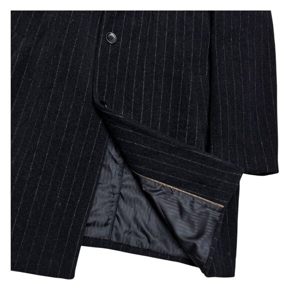 BELLISSIMO Wool Cashmere Luxury Designer Winter Business Long Pea Coat  Mens XL - Picture 8 of 8